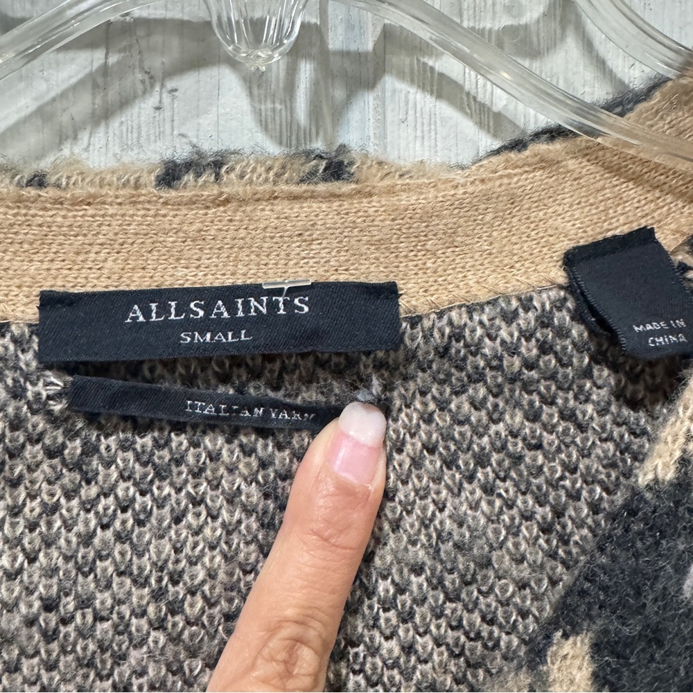 All Saints  wick Anita Textured Knit Sweater - Black and Tan - Picture 5 of 10